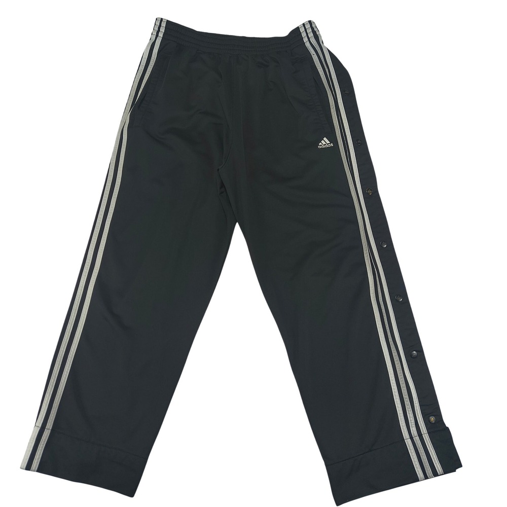 Adidas Mens Snap Track Pants Navy Blue 3-Stripe Breakaway Tearaway Size MT 07/13